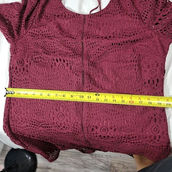 Speechless Womens Red Lace Overlay Scoop Neck Shift Dress - Picture 10 of 10